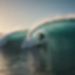 Surfboard riding a wave