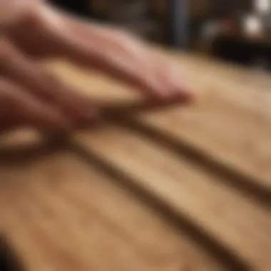 Close-up of a wooden finger board demonstrating its polished finish and craftsmanship.