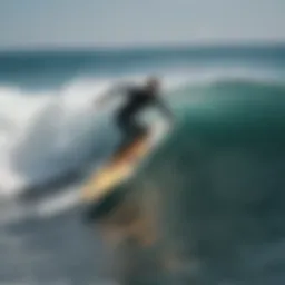 A dynamic view of a zap board cutting through ocean waves