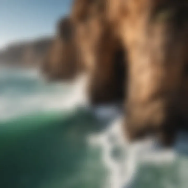 Kitesurfing with Dramatic Cliffs in Background