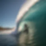 Surfer catching a barrel wave at Pipeline Beach