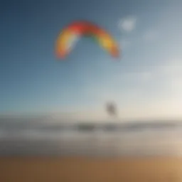 Elegantly designed training kite soaring in the sky