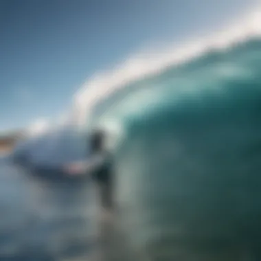 Surfer riding a perfect wave