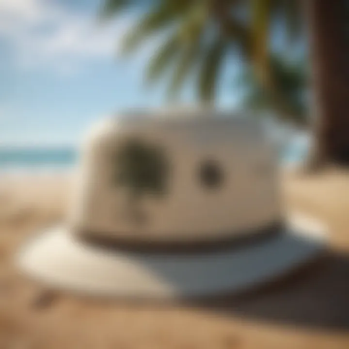 Stylish surf brand hat with tropical palm tree design