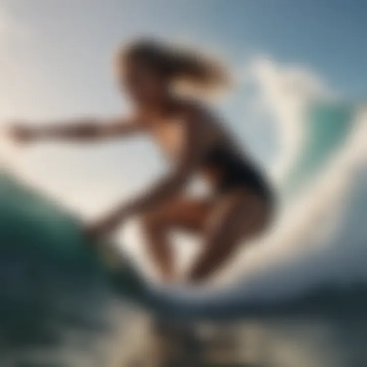 Fierce Female Surfer in Action