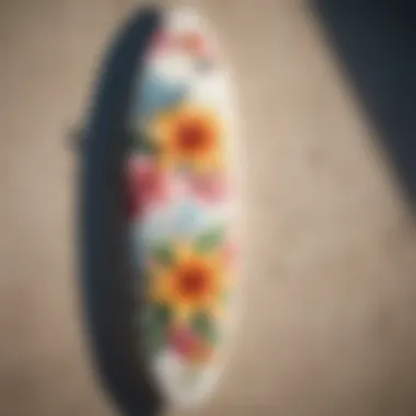 Floral Botanical Spray Paint Motif on Surfboard