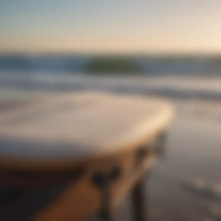 Foam surf rack on a vintage wooden surfboard