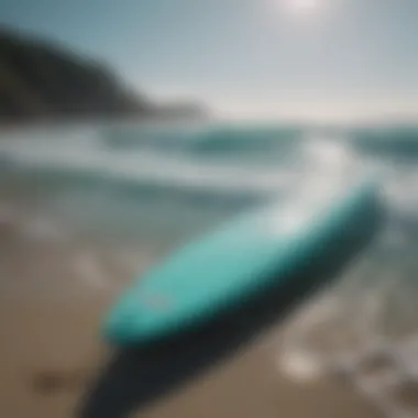 Foamie surfboard in turquoise waters