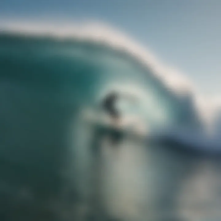 Surfer gracefully maneuvering through the waves at Cinnamon Dhonveli