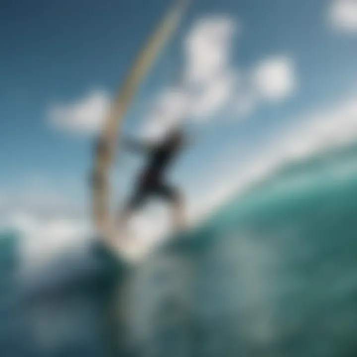 Graceful windsurfer on turquoise ocean