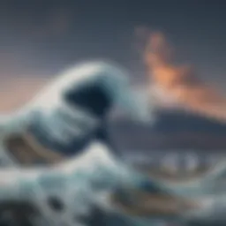 Majestic cresting wave against Mount Fuji