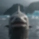 Greenland shark swimming in icy waters