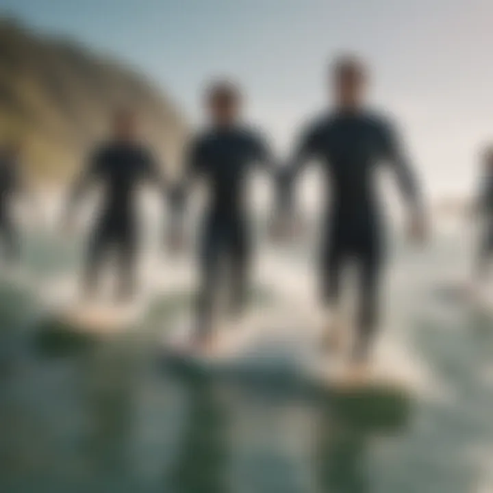 Group of surfers celebrating after a successful surf session