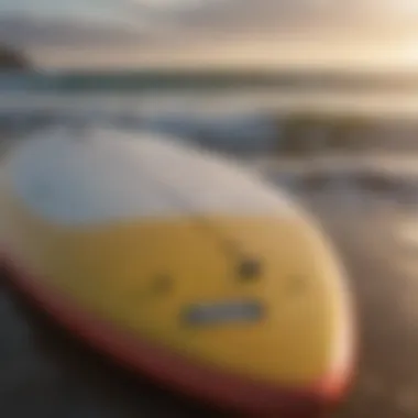 Surfboard with freshly applied wax ready for use