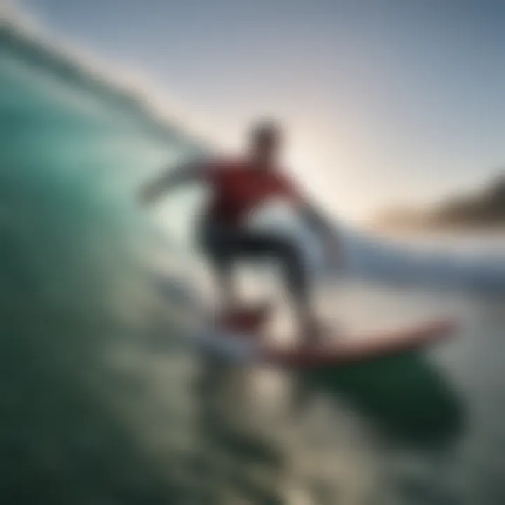 Surfer riding a wave on a bodyboard, demonstrating ideal usage