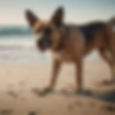 A dog receiving a reward for proper behavior.