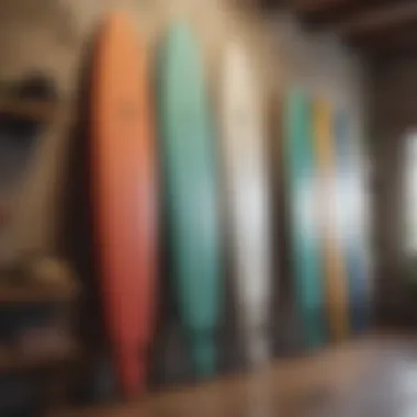 Stylish wall-mounted surfboard display