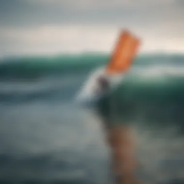 Surfer facing strong rip current