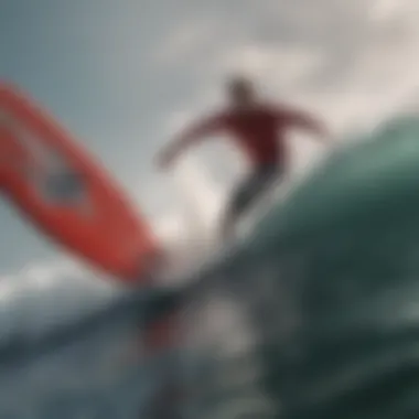 Surfer struggling in turbulent waves