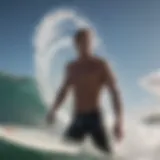 Surfing athlete practicing breathing techniques