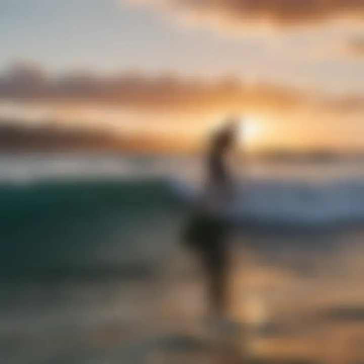 Surfers enjoying a peaceful sunset session at Kapalua