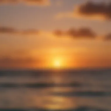 Silhouette of kite boarder at sunset on the horizon in Turks and Caicos