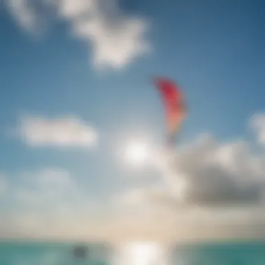 Colorful kite sails against the clear blue sky in Turks and Caicos