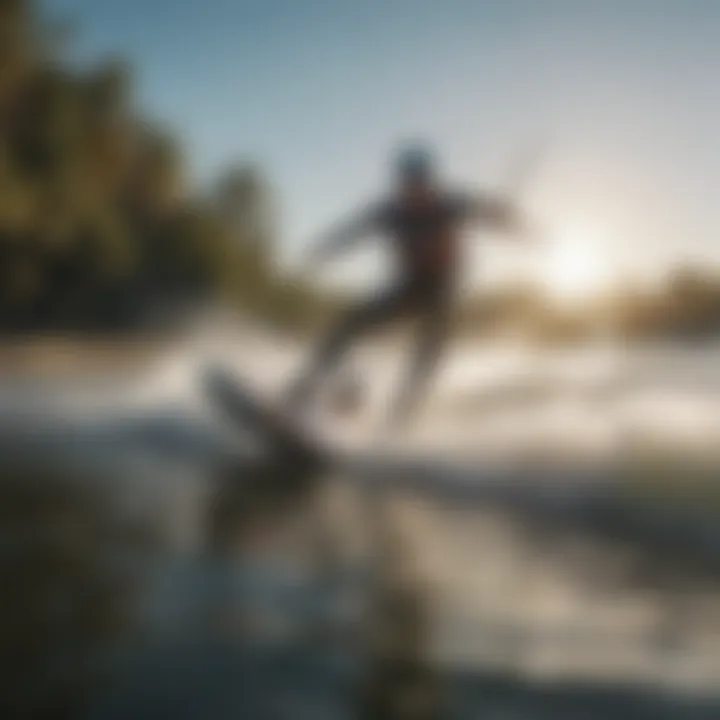 Kite surfer performing intricate maneuvers on sparkling Orlando waters