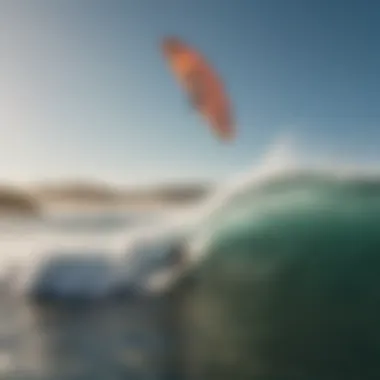 Kite surfer catching the perfect wave