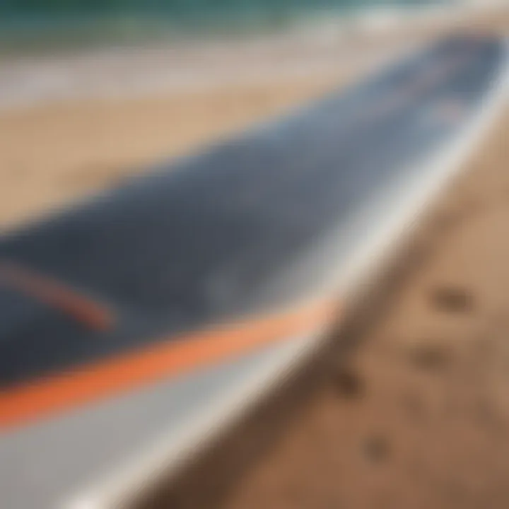 Close-up of a sleek and modern kitesurfing foil board design