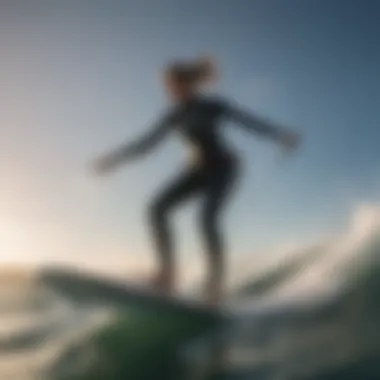 Rider gracefully gliding above the water on a kitesurfing foil board