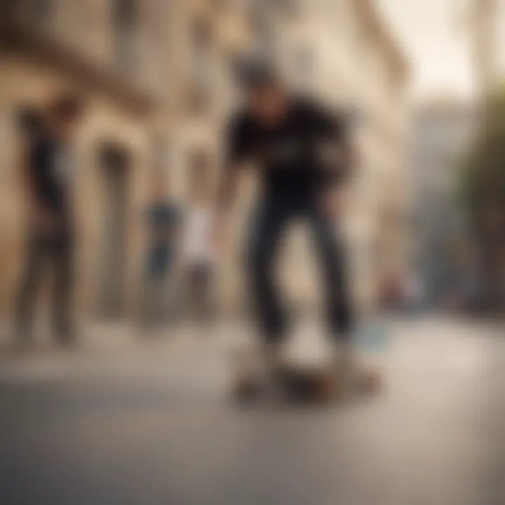 Skateboarding instructor teaching a group of students