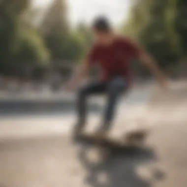 Skateboarder mastering a ramp at skate park