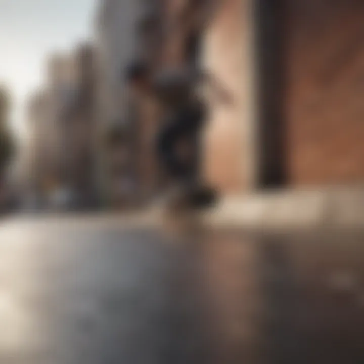 Skateboarder practicing a trick in urban setting