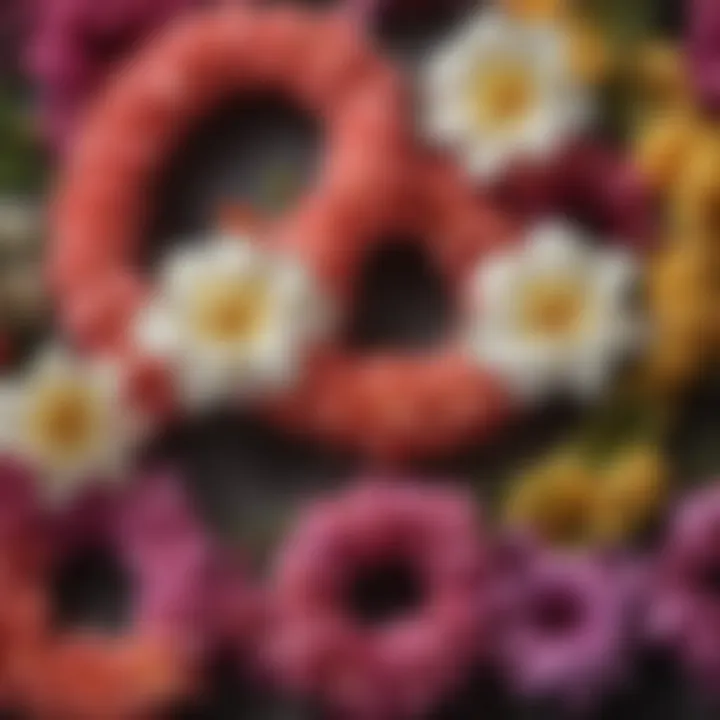 A close-up view of various types of lei flowers used in traditional necklaces