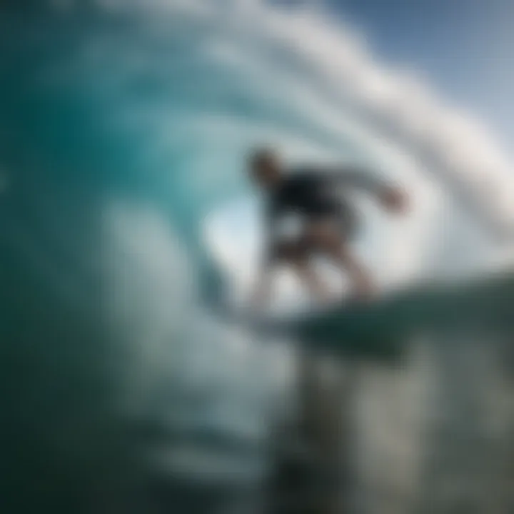 Liquid Mastery - Dramatic shot of a surfer carving through a tube