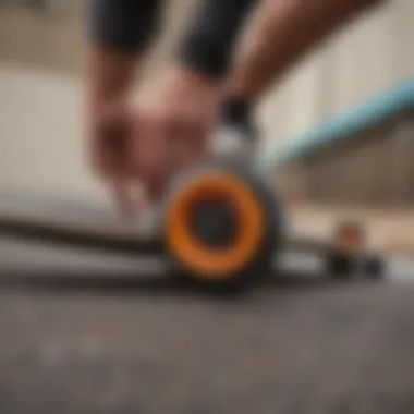 Longboard wheel materials close-up