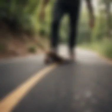 Longboarder riding down a winding road