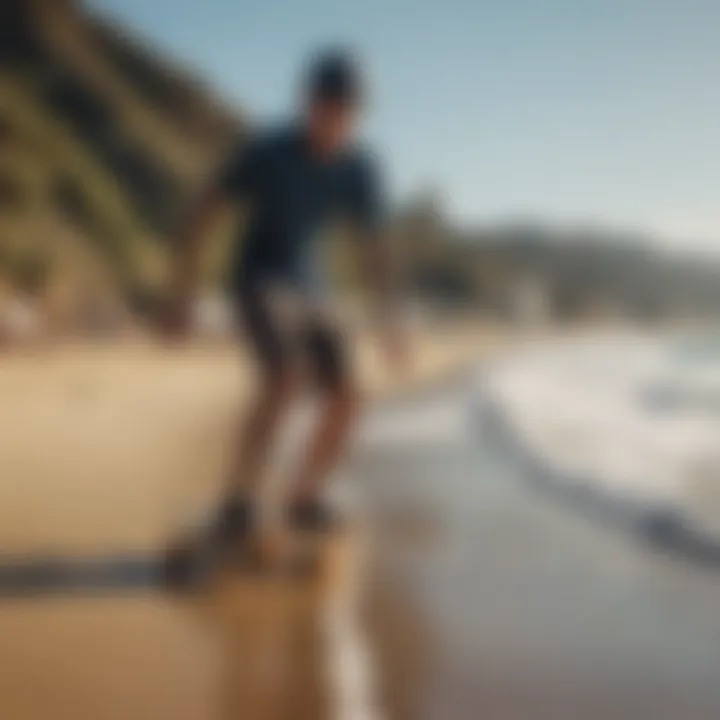 Surfer riding a longboard at Malibu Beach