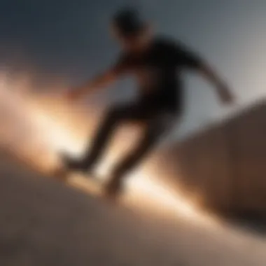 Skateboarder grinding on a ledge with sparks flying