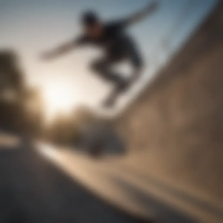 Skateboarder executing a smooth ollie over an obstacle