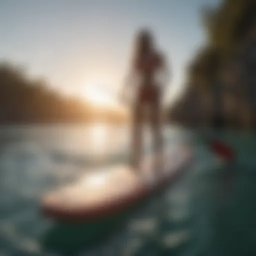 Elegantly crafted paddleboard on calm waters