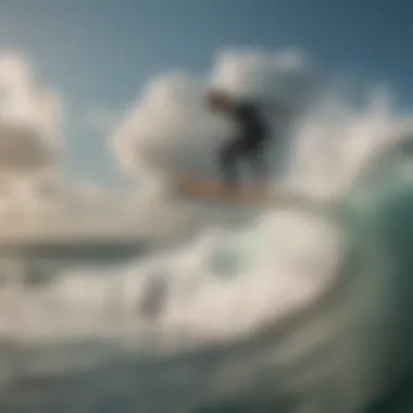 A surfer catching air and performing a stylish aerial maneuver