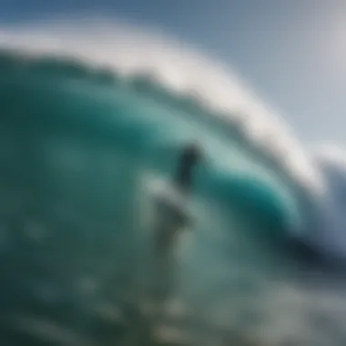 A surfer executing a powerful bottom turn on a wave