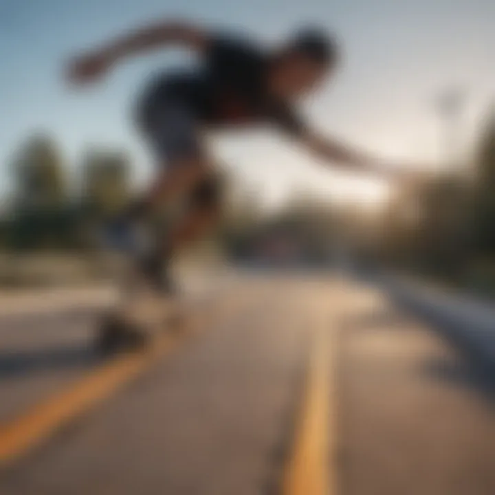 Skater practicing balance and control on a rail