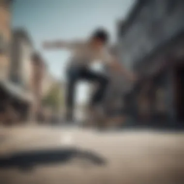 Skateboarder executing a heelflip maneuver with precision