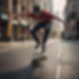 Skateboarder executing a kickflip trick