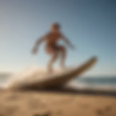 Surfer performing plyometric jumps on sand