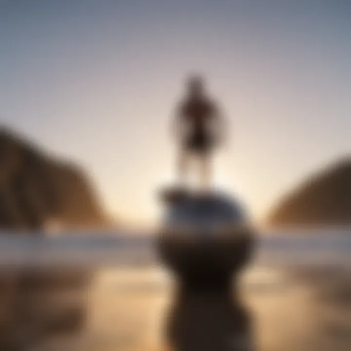 Surfer balancing on a stability ball