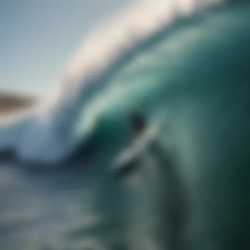 Surfer gracefully riding a massive wave